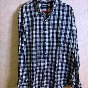 Chaps Black and White Casual Button Down Shirt